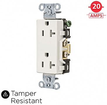 DR20WHITR, HUBBEL, TAMPER, RESISTANT, 20AMP, WHT