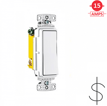 RSD115W, HUBBEL, DECORA, SWITCH, 1, POLE, 15, AMP, 120-277V, WHITE