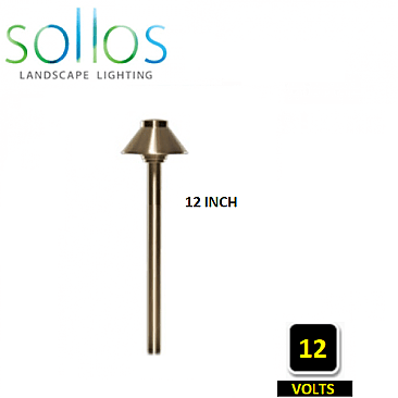 PTH040-AB-12, SOLLOS, TRADITIONAL, 4"HAT, PATH, LIGHT, 12V, 12"STEM