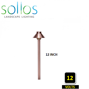 PTH040-CU-12, SOLLOS, TRADITIONAL, 4"HAT, PATH, LIGHT, 12V, CU, 12"STEM