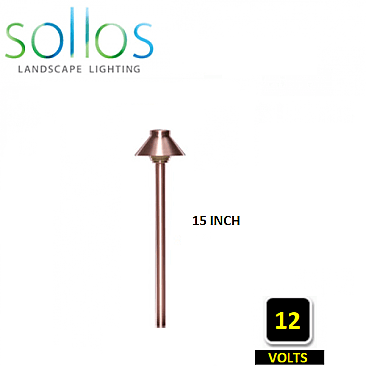 PTH040-CU-15, SOLLOS, TRADITIONAL, 4"HAT, PATH, LIGHT, 12V, CU, 15"STEM