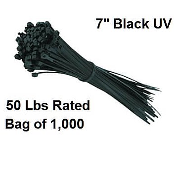 49061, VISTA, ELECTRICAL, PRODUCTS, 49061, 7IN, TYWRAP, BLACK, UV, BAG, OF, 1000