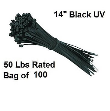 49067, VISTA, ELECTRICAL, PRODUCTS, 49067, 14IN, TYWRAP, BLACK, UV, BAG, OF, 100