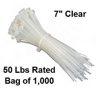 49073, VISTA, ELECTRICAL, PRODUCTS, 49073, 7IN, TYWRAP, CLEAR, BAG, OF, 1000