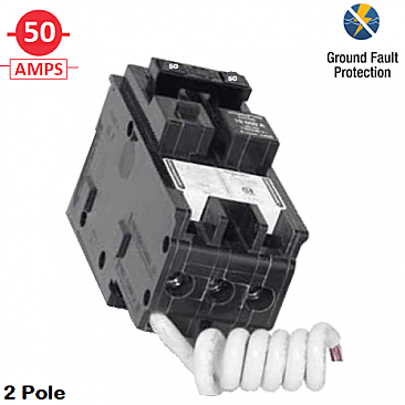 CHOM250GFI, HOMELINE, 2, POLE, 50, AMP, GROUND, FAULT, BREAKER