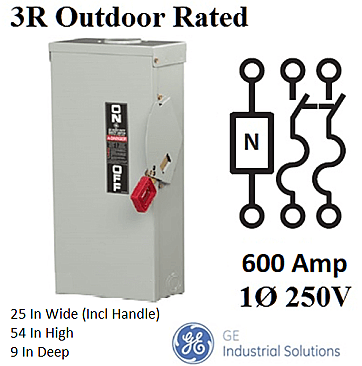 TH3226RC, GE/ABB, TH3226RC, HEAVY, DUTY, 600A, 240V, 1PH, 3R, WEATHER, PROOF