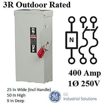 TH3225RC, GE/ABB, TH3225RC, HEAVY, DUTY, 400A, 240V, 1PH, 3R, WEATHER, PROOF