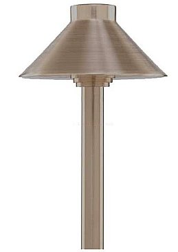 TRADITIONAL 5.5"HAT PATH LIGHT 12V ANTIQUE BRASS 12" STEM