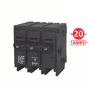 Q320, SIEMENS, 3, POLE, 20, AMP, PUSH, ON, BREAKER