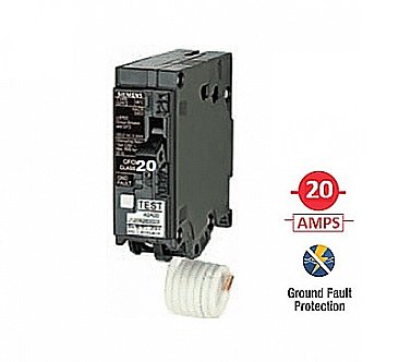 QF120A, SIEMENS, 1, POLE, 20, AMP, PUSH, ON, GROUND, FAULT, BREAKER