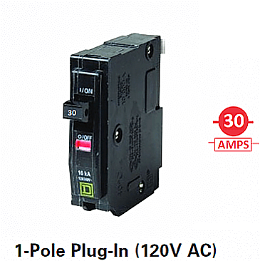QO130, SQUARE, D, 1, POLE, 30, AMP, PUSH, ON, BREAKER