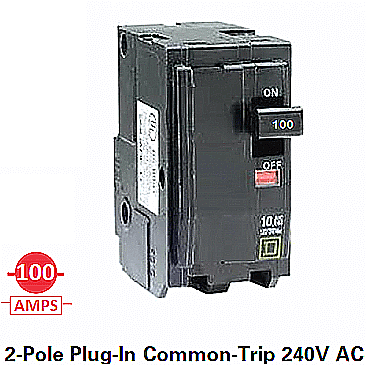 QO2100, SQUARE, D, 2, POLE, 100, AMP, PUSH, ON, BREAKER