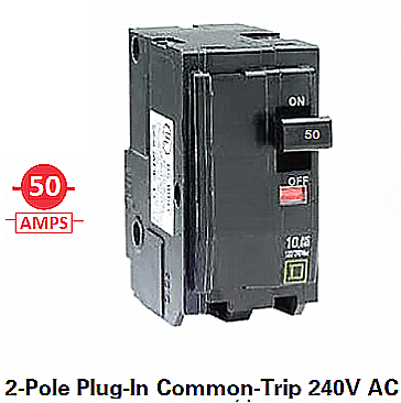 QO250, SQUARE, D, 2, POLE, 50, AMP, PUSH, ON, BREAKER