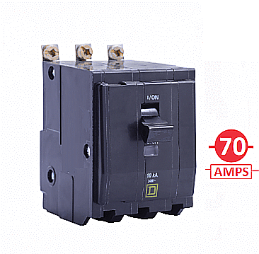 QOB370, SQUARE, D, 3, POLE, 70, AMP, BOLT, ON, BREAKER