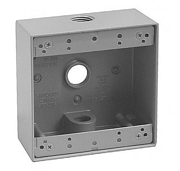 WP2B75/3, GLOBAL, 3, X, 3/4", HOLES, 2 GANG, WEATHERPROOF, BOX, GREY